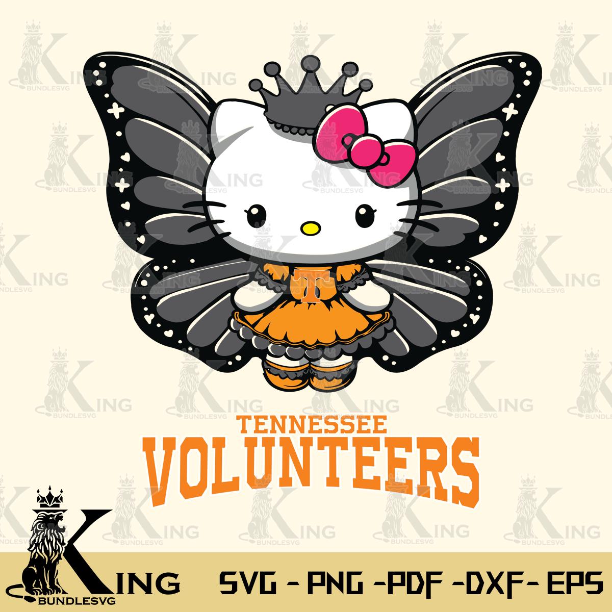 Tennessee Volunteers Kitty Wings & Flowers Svg Eps Dxf Png File, Digital Download