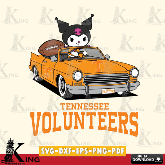 Tennessee Volunteers Kuromi Car Football Game SVG file, Cricut, Cut file  , Digital Download , Instant Download, Sanrio svg, Clipart