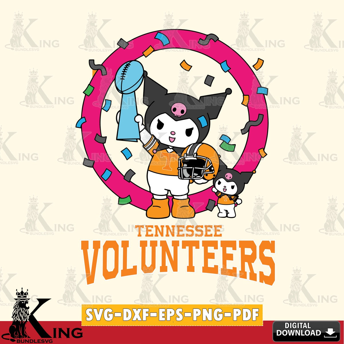 Tennessee Volunteers Kuromi Football Champion SVG file, Cricut, Cut file  , Digital Download , Instant Download, Sanrio svg, Clipart
