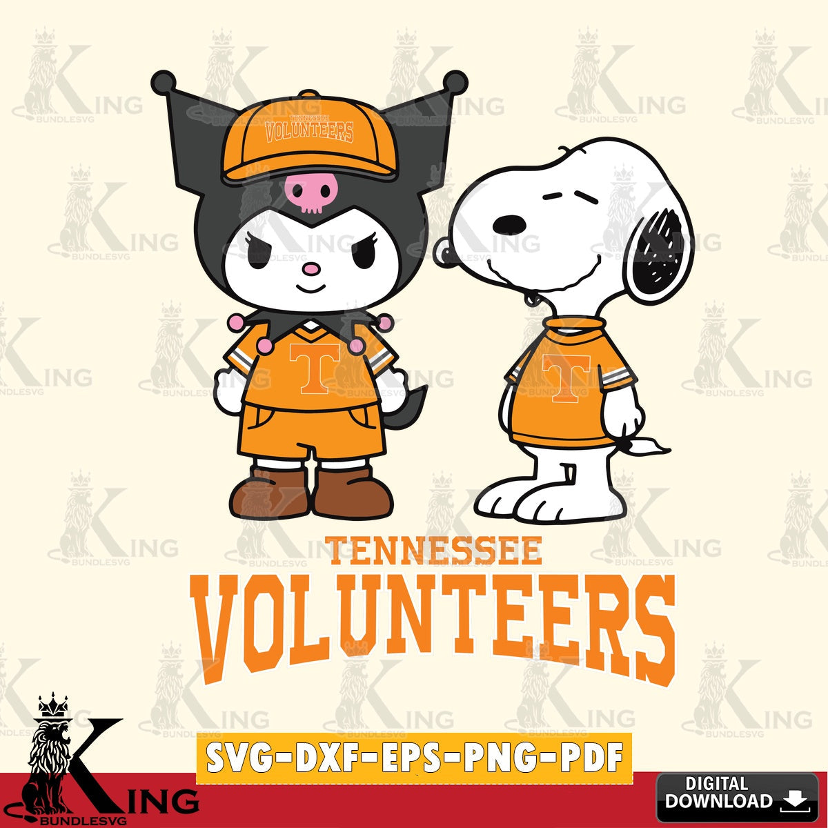 Tennessee Volunteers Kuromi Snoopy Football SVG file, Cricut, Cut file  , Digital Download , Instant Download, Sanrio svg, Clipart