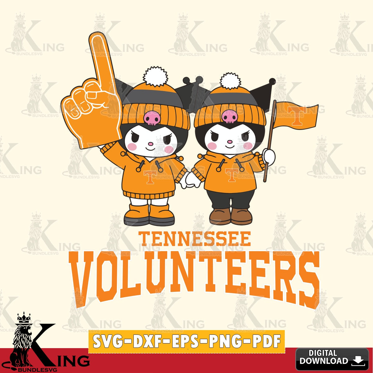 Tennessee Volunteers Kuromi rugby Fan SVG file, Cricut, Cut file  , Digital Download , Instant Download, Sanrio svg, Clipart