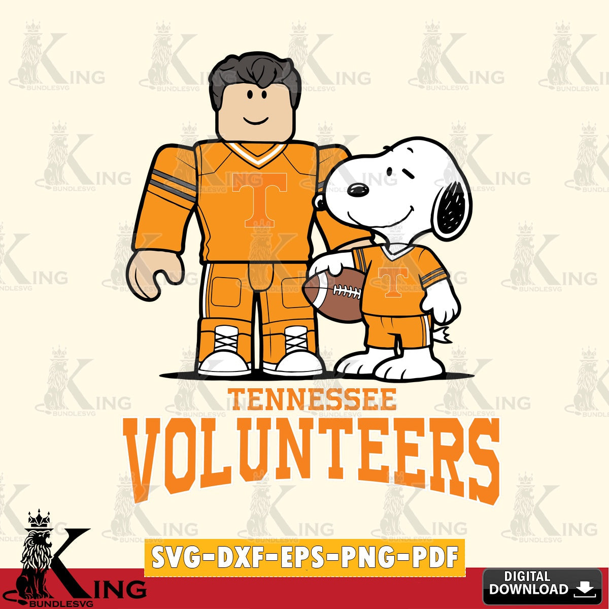 Tennessee Volunteers Roblox & Snoopy Football SVG file , NCAA Cricut,  File cut , Digital Download , PDF File