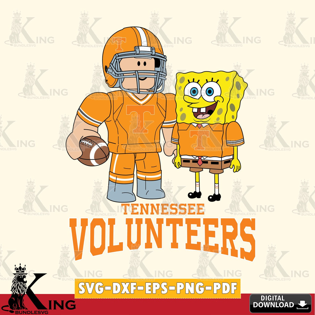Tennessee Volunteers Roblox & Spongebob Football SVG file , NCAA Cricut,  File cut , Digital Download , PDF File