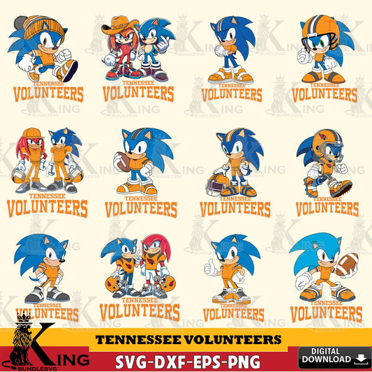Complete bundle for Tennessee Volunteers Sonic & Knuckles NCAA Football digital clipart compatible with laser engraving and