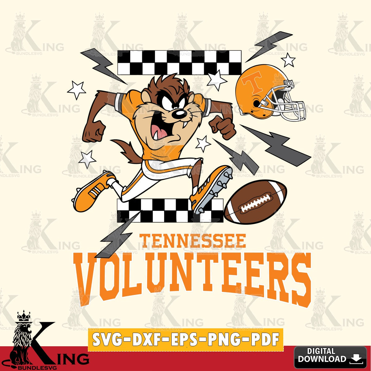 Tennessee Volunteers Taz Football Lightning SVG file, Cut file  , Digital Download , Instant Download, Taz svg, NCAA svg