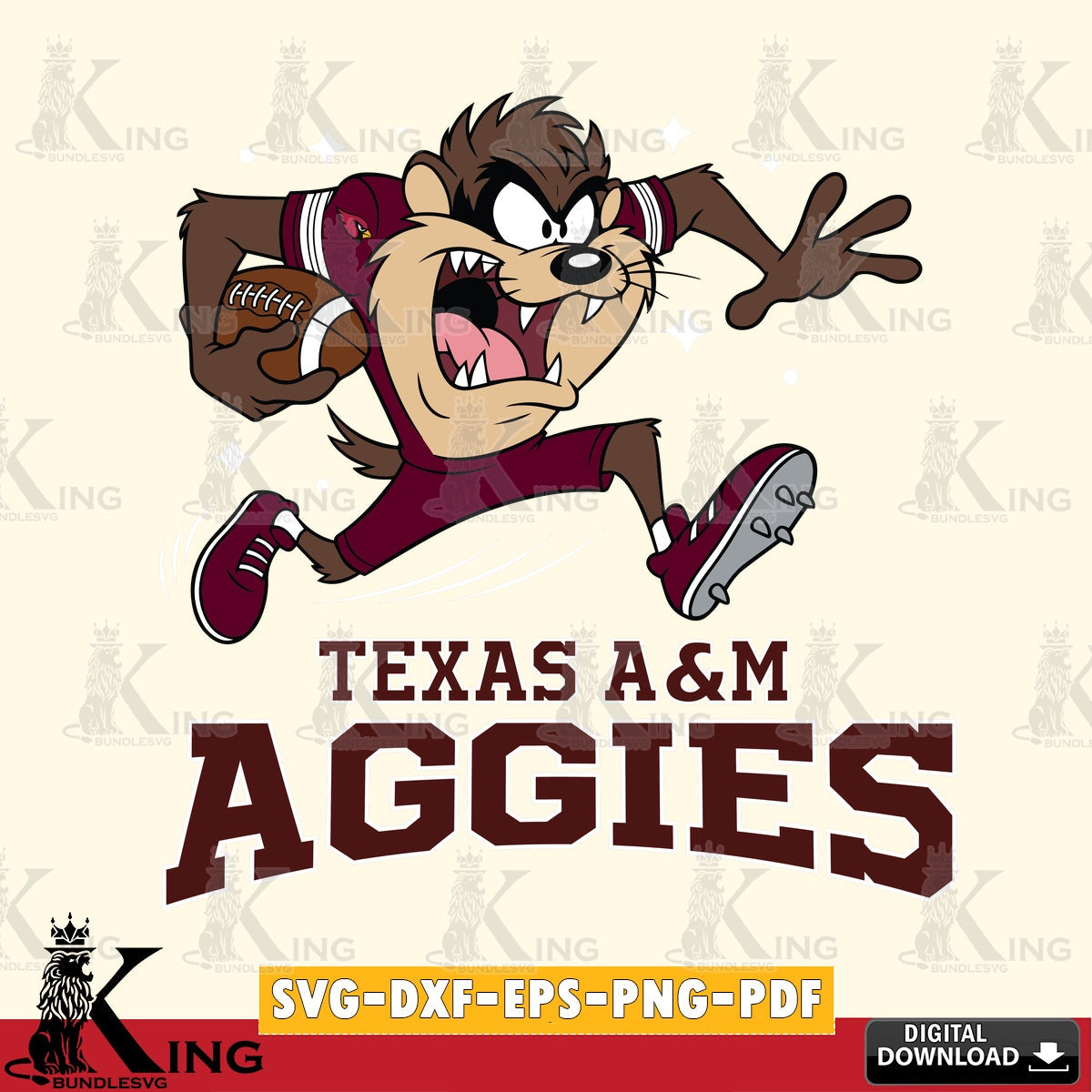 Texas A M Aggies Angry Taz Football SVG file, Cut file  , Digital Download , Instant Download, Taz svg, NCAA svg
