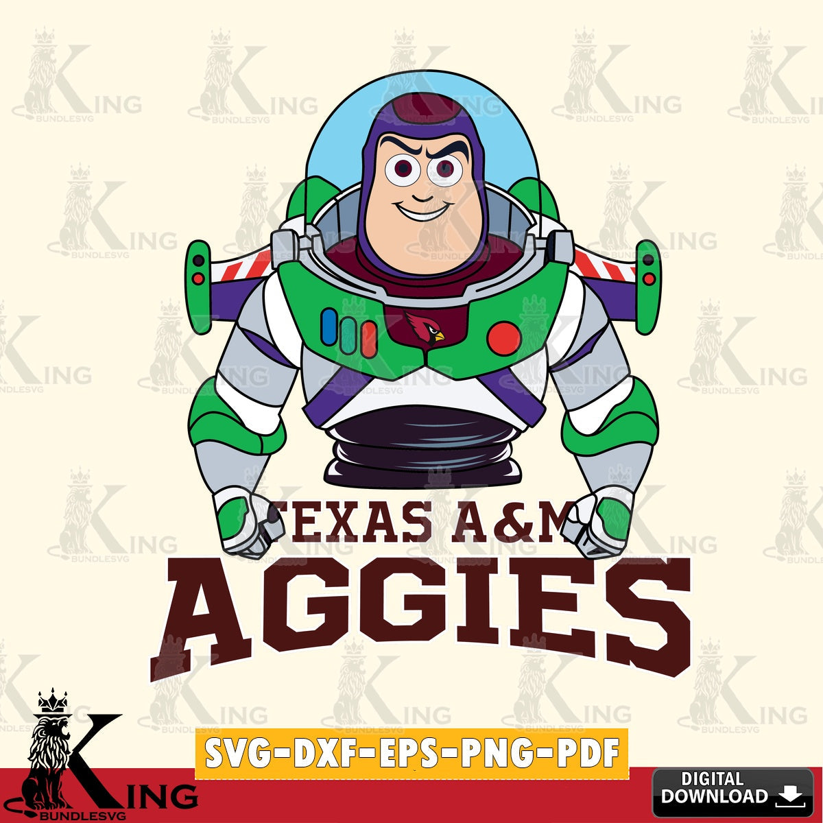 Printable art of Texas A M Aggies Buzz Lightyear Football, NCAA File cut, high-quality vector for DIY scrapbooking and home decor