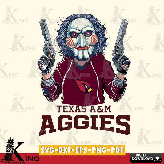 Printable art of Texas A M Aggies Jigsaw Billy Football vector illustration for POD merchandise and apparel