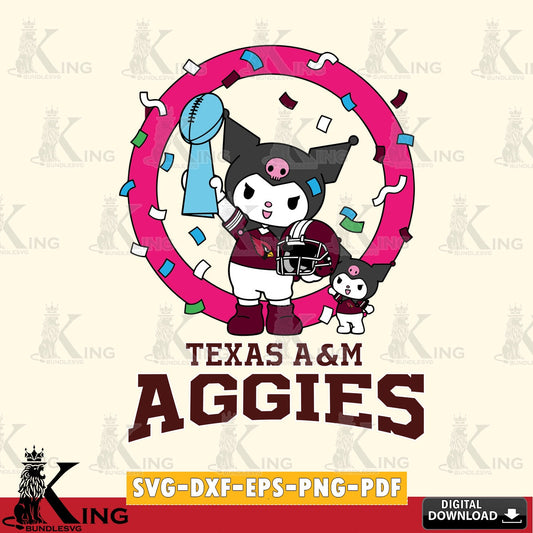Texas A M Aggies Kuromi Football Champion SVG file, Cricut, Cut file  , Digital Download , Instant Download, Sanrio svg, Clipart
