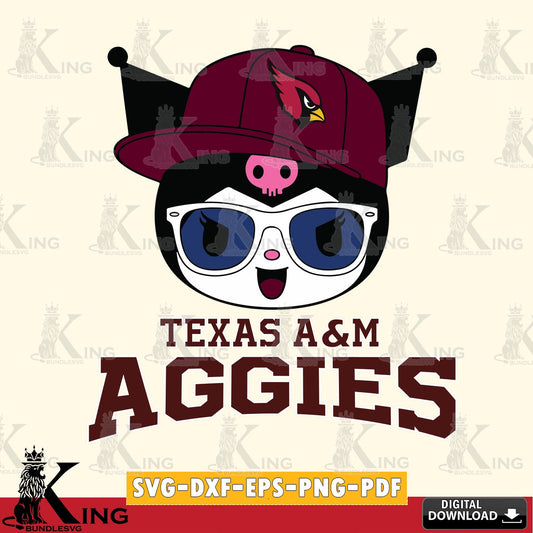Texas A M Aggies Kuromi Football Cool SVG file, Cricut, Cut file  , Digital Download , Instant Download, Sanrio svg, Clipart