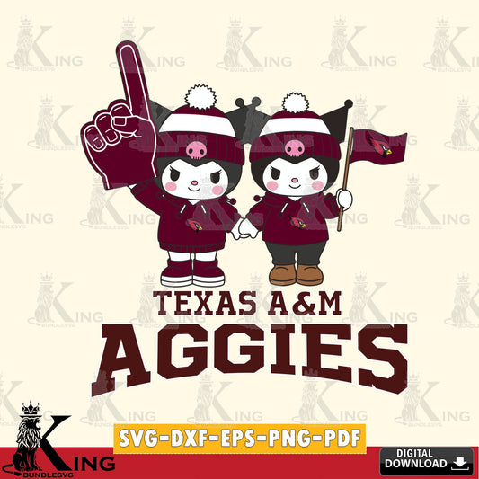 Texas A M Aggies Kuromi rugby Fan SVG file, Cricut, Cut file  , Digital Download , Instant Download, Sanrio svg, Clipart