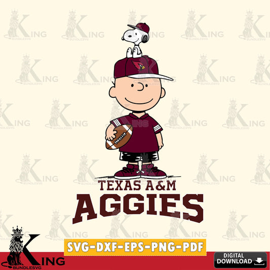 Texas A M Aggies Peanuts Football Rugby SVG, Cricut, Cut file  , Digital Download , Instant Download, Peanuts svg, NCAA svg, Football svg, Sport svg