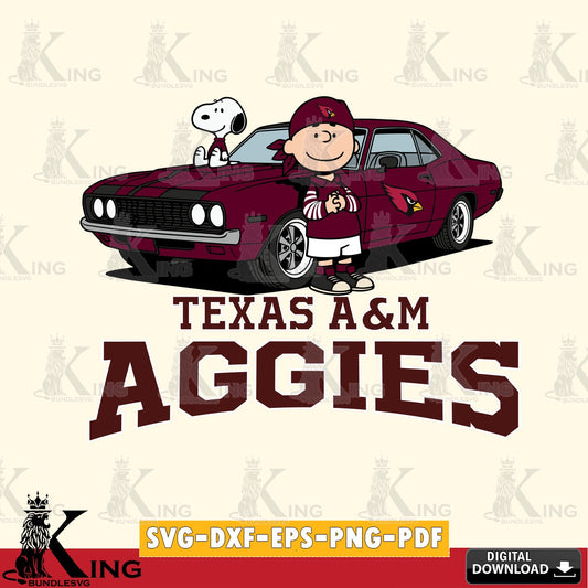 Texas A M Aggies Peanuts Muscle Car SVG, Cricut, Cut file  , Digital Download , Instant Download, Peanuts svg, NCAA svg, Football svg, Sport svg