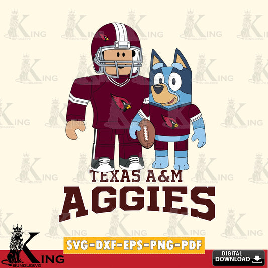 Texas A M Aggies Roblox & Bluey Football SVG file , NCAA Cricut,  File cut , Digital Download , PDF File