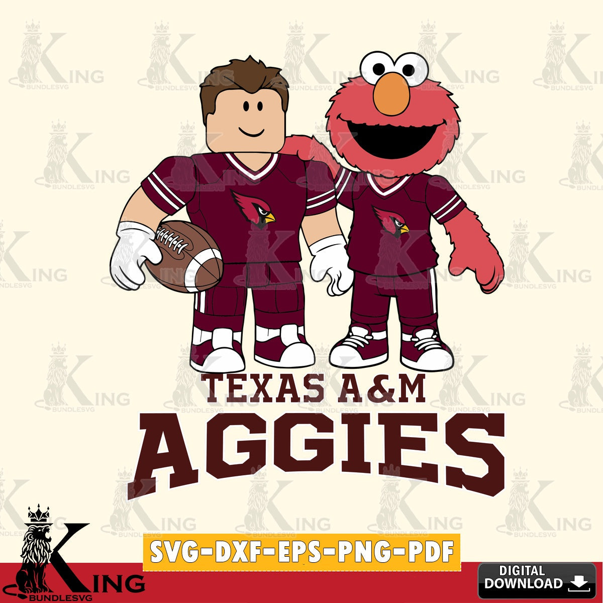 Texas A M Aggies Roblox & Elmo Football SVG file , NCAA Cricut,  File cut , Digital Download , PDF File