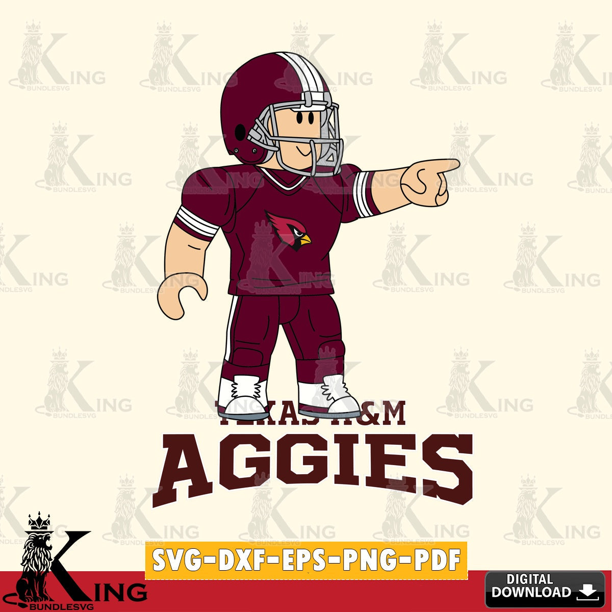 Texas A M Aggies Roblox Player Football SVG file , NCAA Cricut,  File cut , Digital Download , PDF File