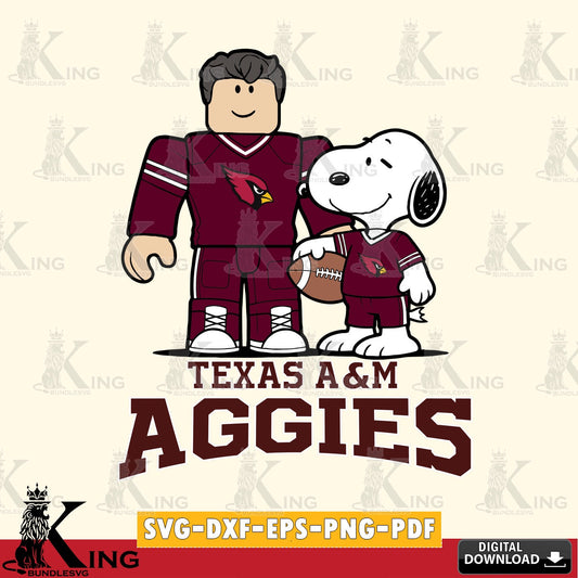 Texas A M Aggies Roblox & Snoopy Football SVG file , NCAA Cricut,  File cut , Digital Download , PDF File