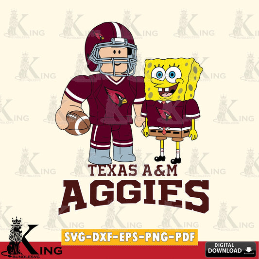 Texas A M Aggies Roblox & Spongebob Football SVG file , NCAA Cricut,  File cut , Digital Download , PDF File