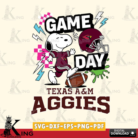 Texas A M Aggies Snoopy Game day SVG, Cricut, Cut file  , Digital Download , Instant Download, Peanuts svg, NCAA svg, Football svg, Sport svg