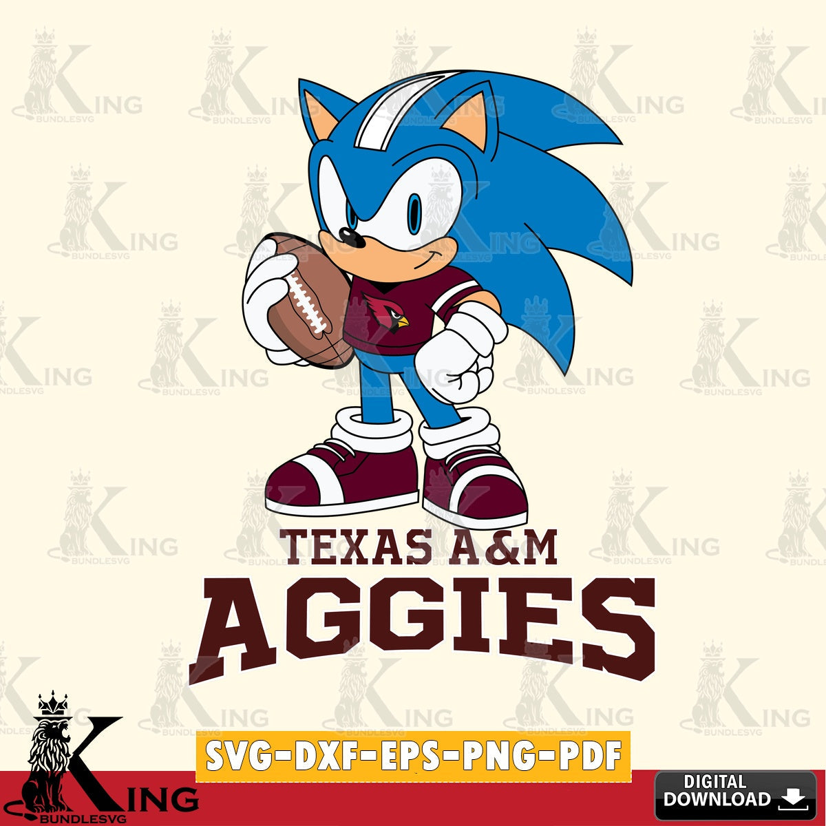 Texas A M Aggies Sonic Game Day Ready SVG file, Vector , Digital Download , PDF File , Instant Download