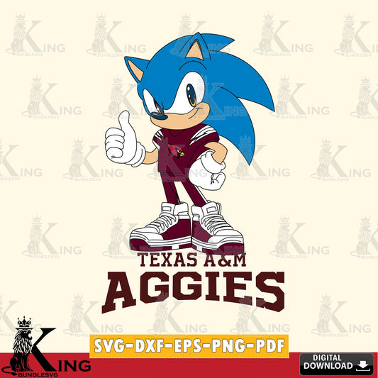 Texas A M Aggies Sonic Like Football SVG file, Vector , Digital Download , PDF File , Instant Download