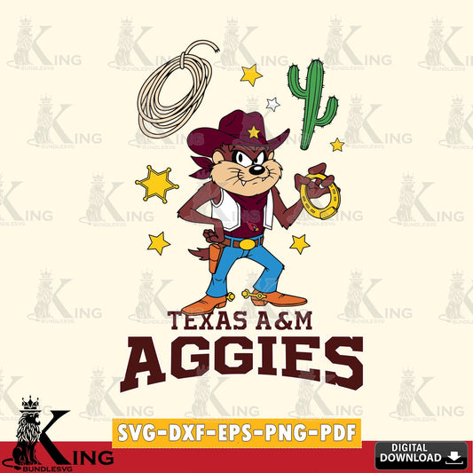 Texas A M Aggies Taz Cowboy Western SVG file, Cut file  , Digital Download , Instant Download, Taz svg, NCAA svg