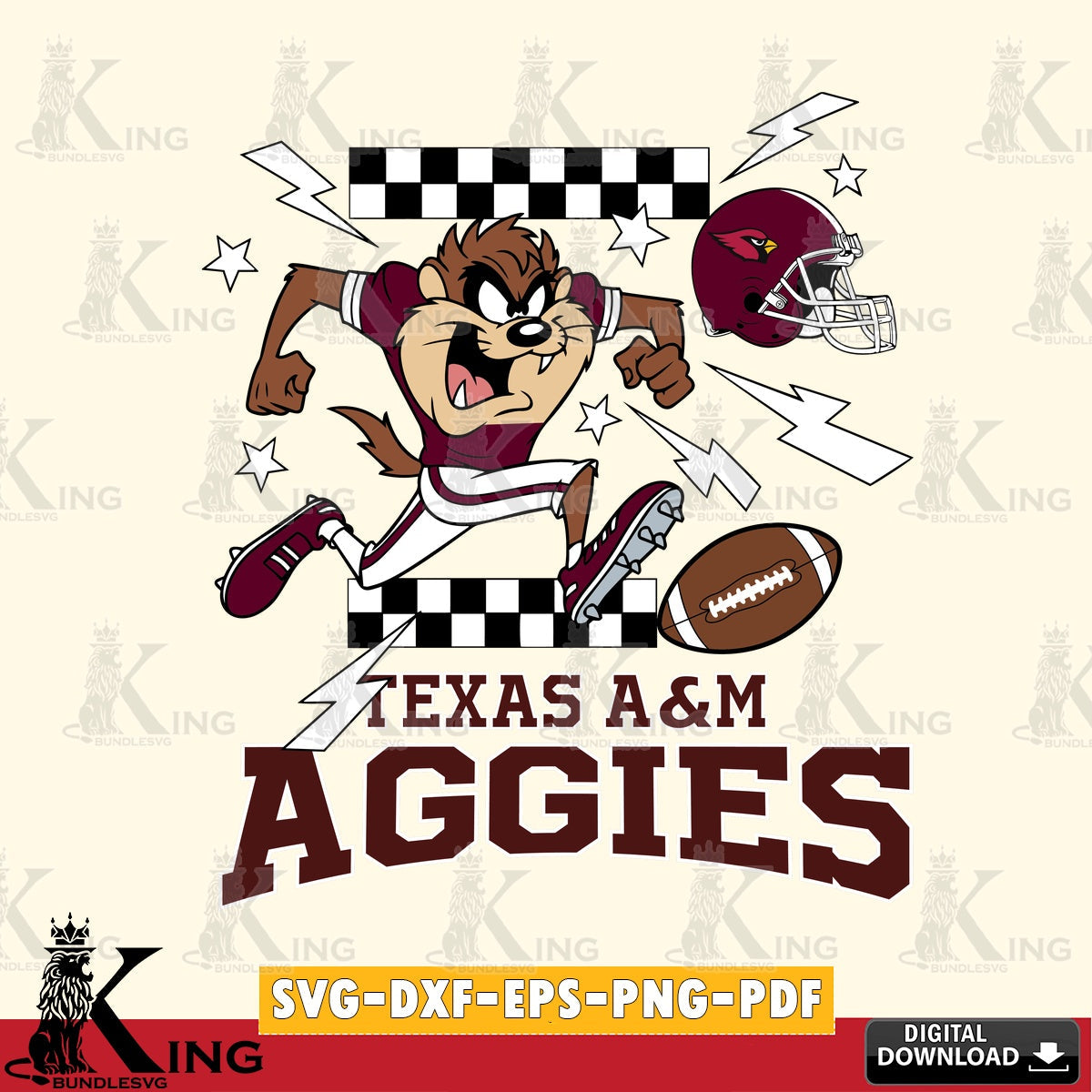 Texas A M Aggies Taz Football Lightning SVG file, Cut file  , Digital Download , Instant Download, Taz svg, NCAA svg