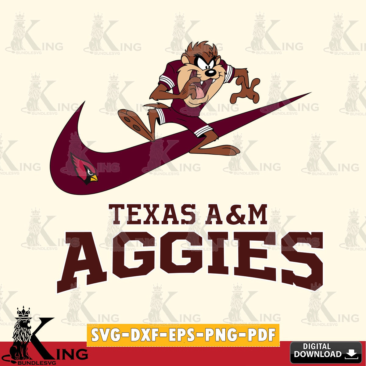 Texas A M Aggies Taz Football Nike SVG file, Cut file  , Digital Download , Instant Download, Taz svg, NCAA svg