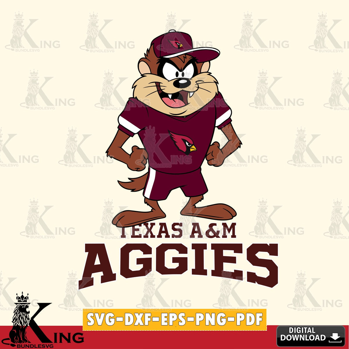 Texas A M Aggies Taz Standing Pose SVG file, Cut file  , Digital Download , Instant Download, Taz svg, NCAA svg