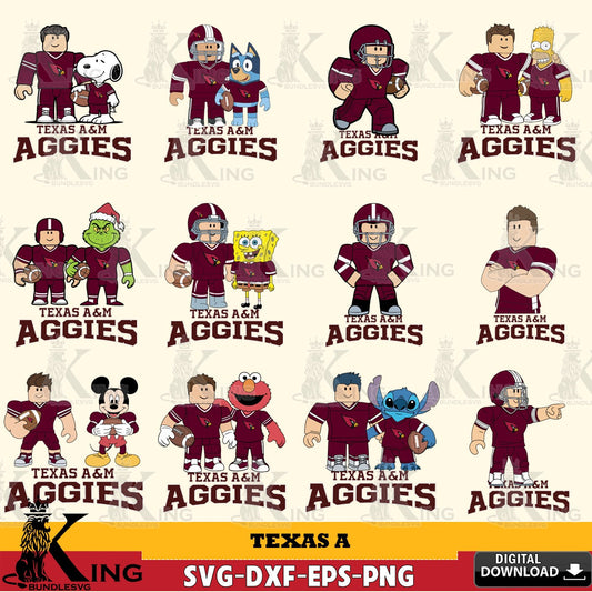 Texas A Roblox With Friends football NCAA Bundle SVG file , NCAA Cricut,  File cut , Digital Download , PDF File