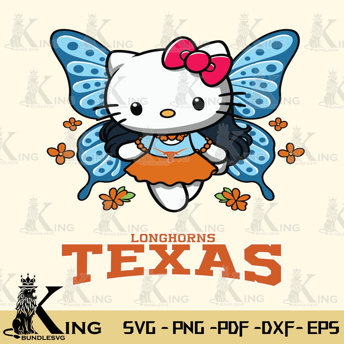 Texas Longhorns Butterfly Kitty Charm Svg Eps Dxf Png File, Digital Download