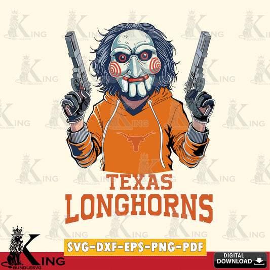 Modern graphic depicting a Texas Longhorns Jigsaw Billy Football, cut file ideal for vinyl projects and T-shirt printing