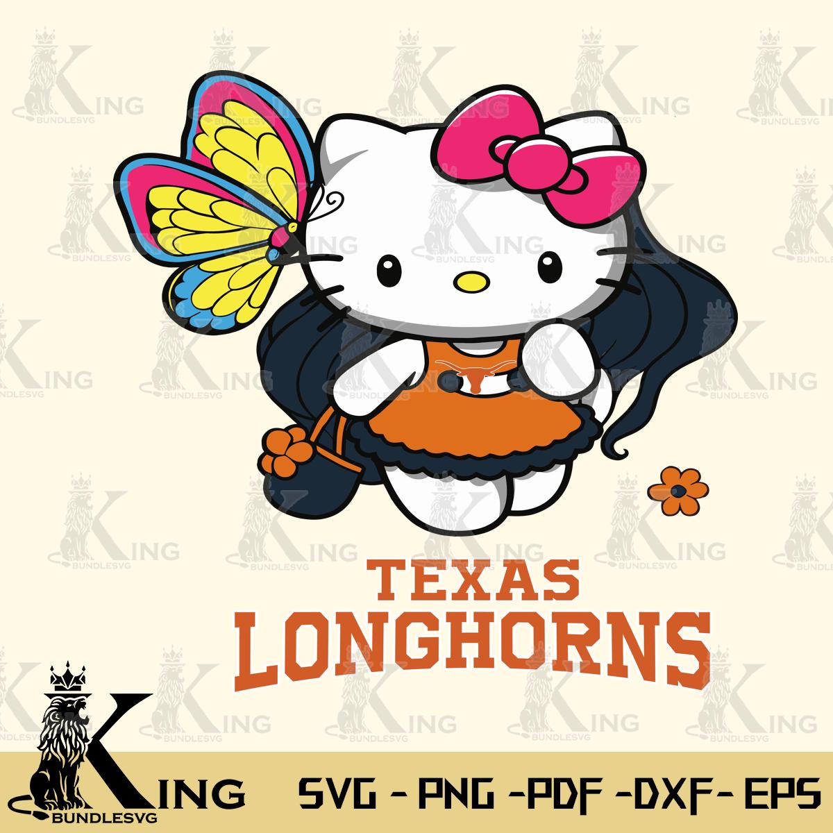 Texas Longhorns Kitty Cartoon Svg Eps Dxf Png File, Digital Download