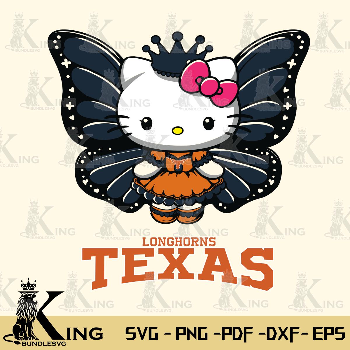 Texas Longhorns Kitty Wings & Flowers Svg Eps Dxf Png File, Digital Download