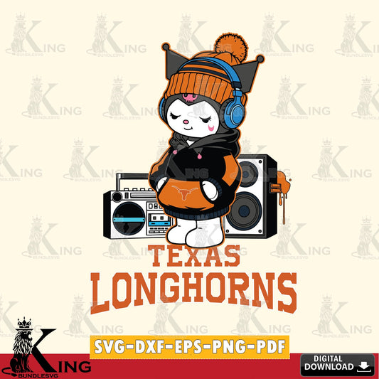 Texas Longhorns Kuromi Football Music SVG file, Cricut, Cut file  , Digital Download , Instant Download, Sanrio svg, Clipart
