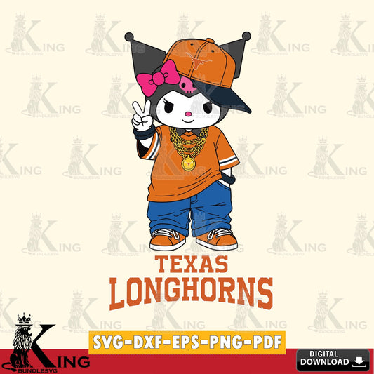 Texas Longhorns Kuromi Streetwear Style SVG file, Cricut, Cut file  , Digital Download , Instant Download, Sanrio svg, Clipart