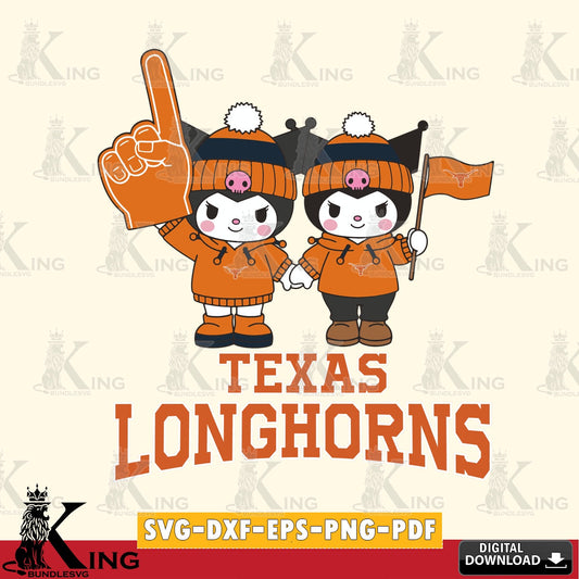 Texas Longhorns Kuromi rugby Fan SVG file, Cricut, Cut file  , Digital Download , Instant Download, Sanrio svg, Clipart