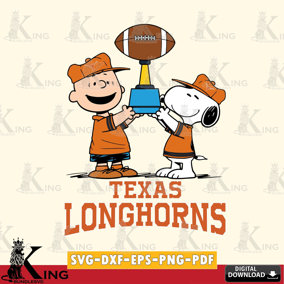 Texas Longhorns Peanuts Football Trophy SVG, Cricut, Cut file  , Digital Download , Instant Download, Peanuts svg, NCAA svg, Football svg, Sport svg