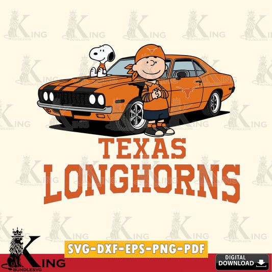 Texas Longhorns Peanuts Muscle Car SVG, Cricut, Cut file  , Digital Download , Instant Download, Peanuts svg, NCAA svg, Football svg, Sport svg