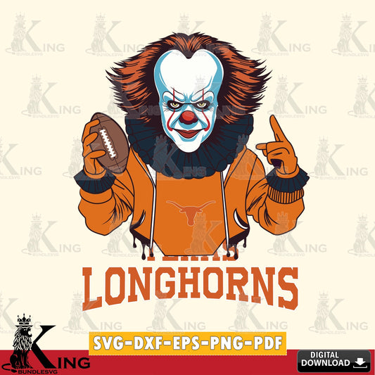 Stylish representation of Texas Longhorns Pennywise player football, digital file for silhouette cameo and cricut projects