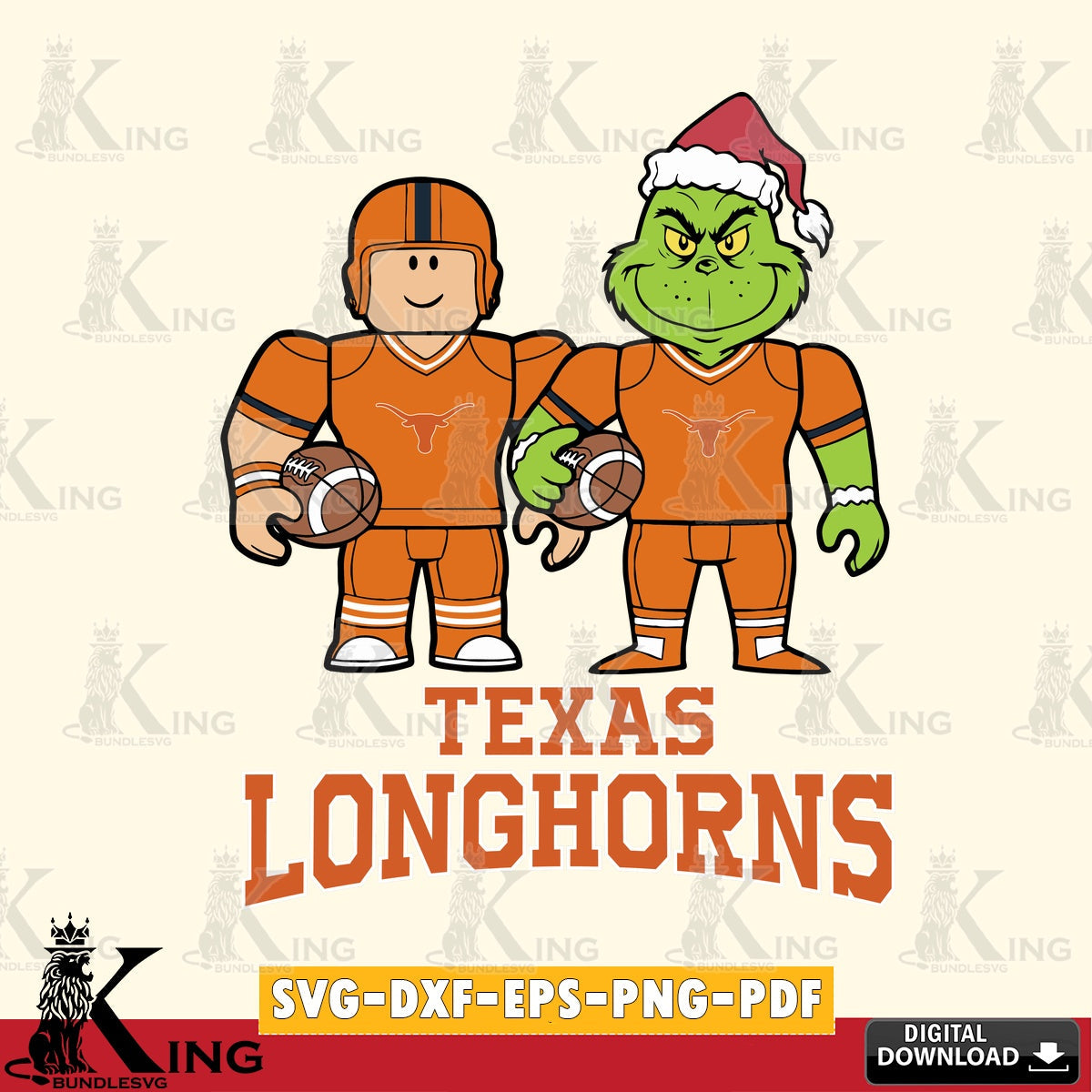 Texas Longhorns Roblox & Grinch Football SVG file , NCAA Cricut,  File cut , Digital Download , PDF File