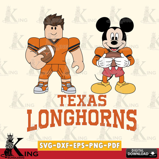 Texas Longhorns Roblox & Mickey Football SVG file , NCAA Cricut,  File cut , Digital Download , PDF File