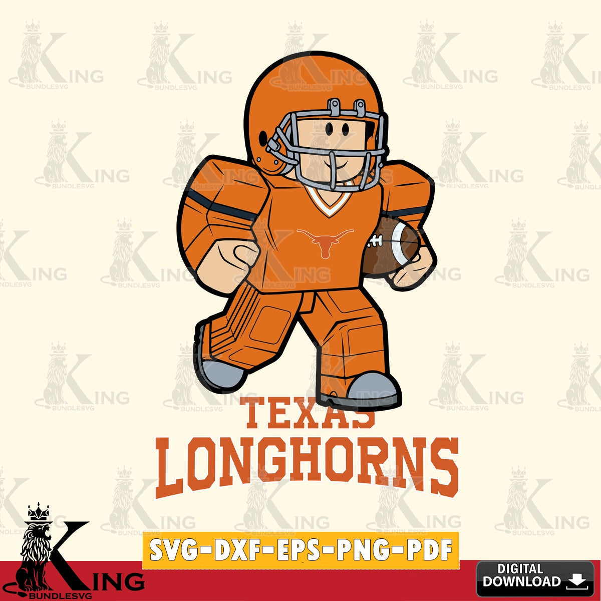 Texas Longhorns Roblox Player Rugby SVG file , NCAA Cricut,  File cut , Digital Download , PDF File