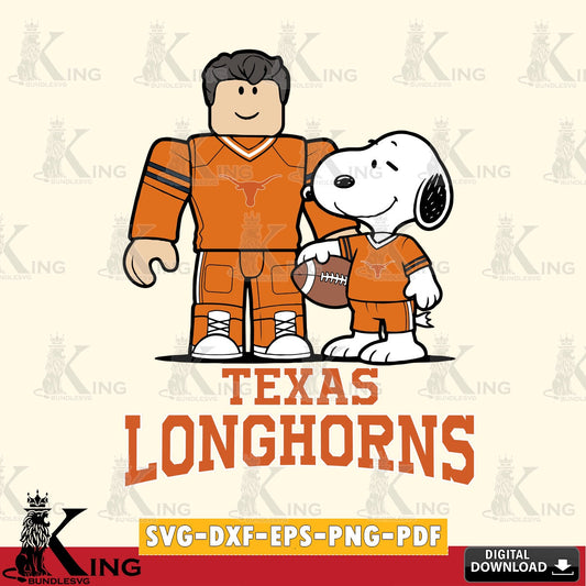 Texas Longhorns Roblox & Snoopy Football SVG file , NCAA Cricut,  File cut , Digital Download , PDF File