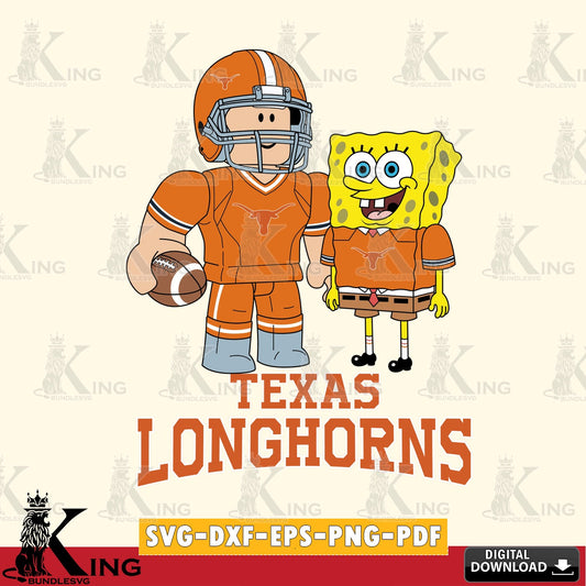 Texas Longhorns Roblox & Spongebob Football SVG file , NCAA Cricut,  File cut , Digital Download , PDF File