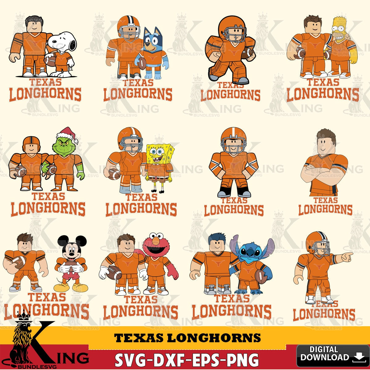 Texas Longhorns Roblox With Friends football NCAA Bundle SVG file , NCAA Cricut,  File cut , Digital Download , PDF File
