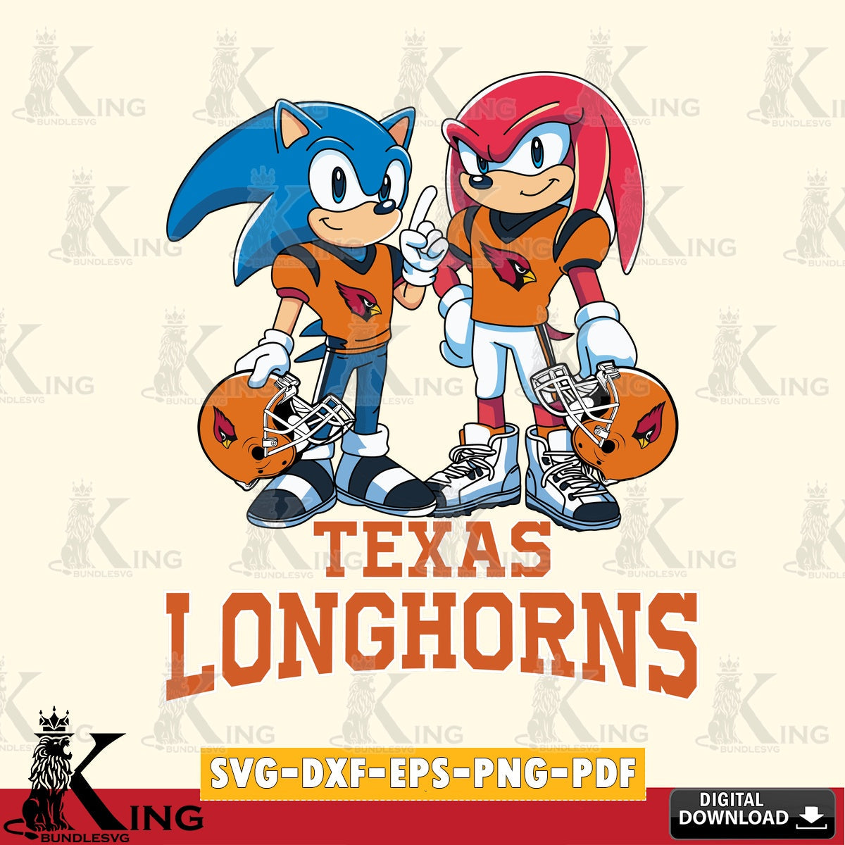Texas Longhorns Sonic And Knuckles Football SVG file, Vector , Digital Download , PDF File , Instant Download