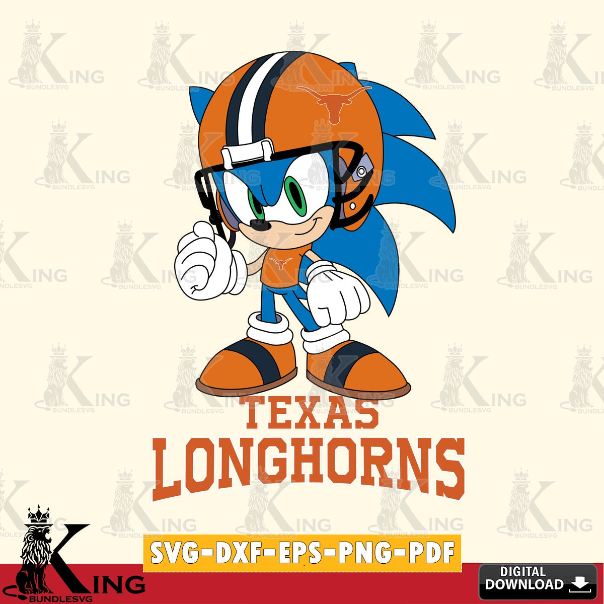 Texas Longhorns Sonic Football Mascot SVG file, Vector , Digital Download , PDF File , Instant Download
