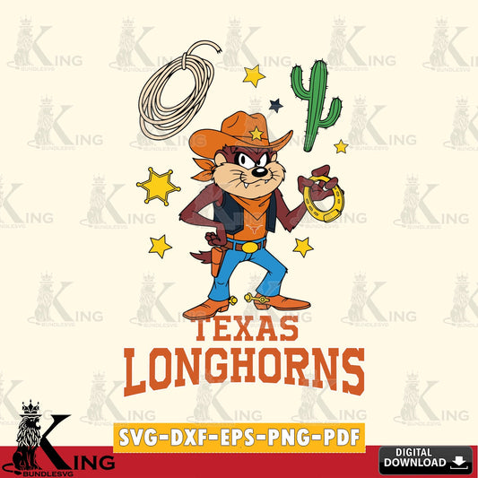 Texas Longhorns Taz Cowboy Western SVG file, Cut file  , Digital Download , Instant Download, Taz svg, NCAA svg