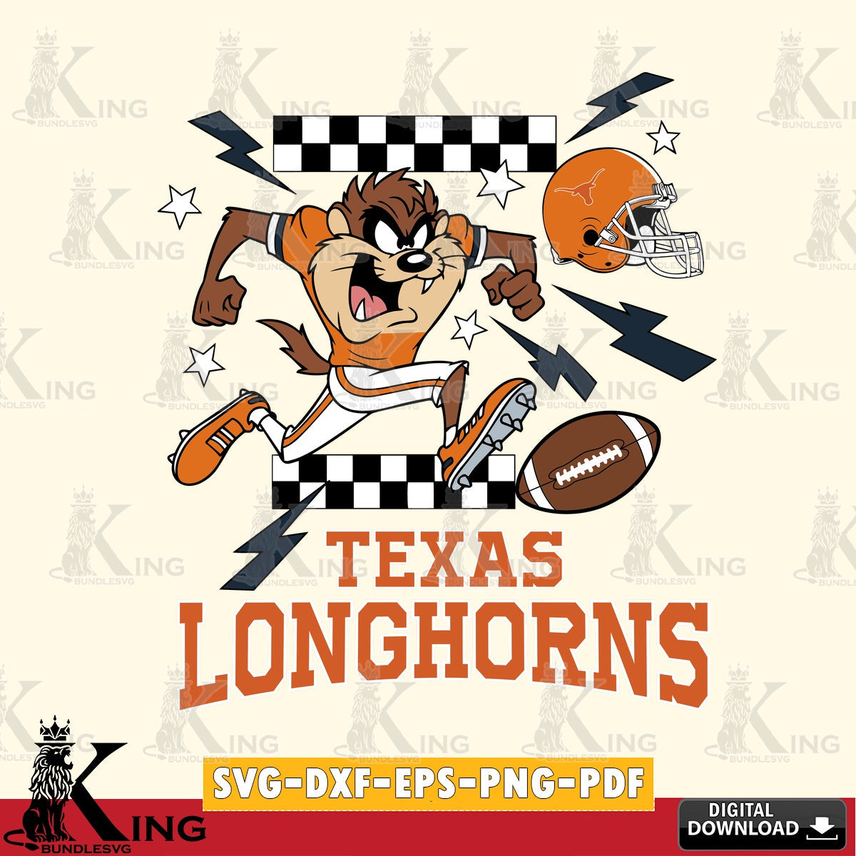 Texas Longhorns Taz Football Lightning SVG file, Cut file  , Digital Download , Instant Download, Taz svg, NCAA svg